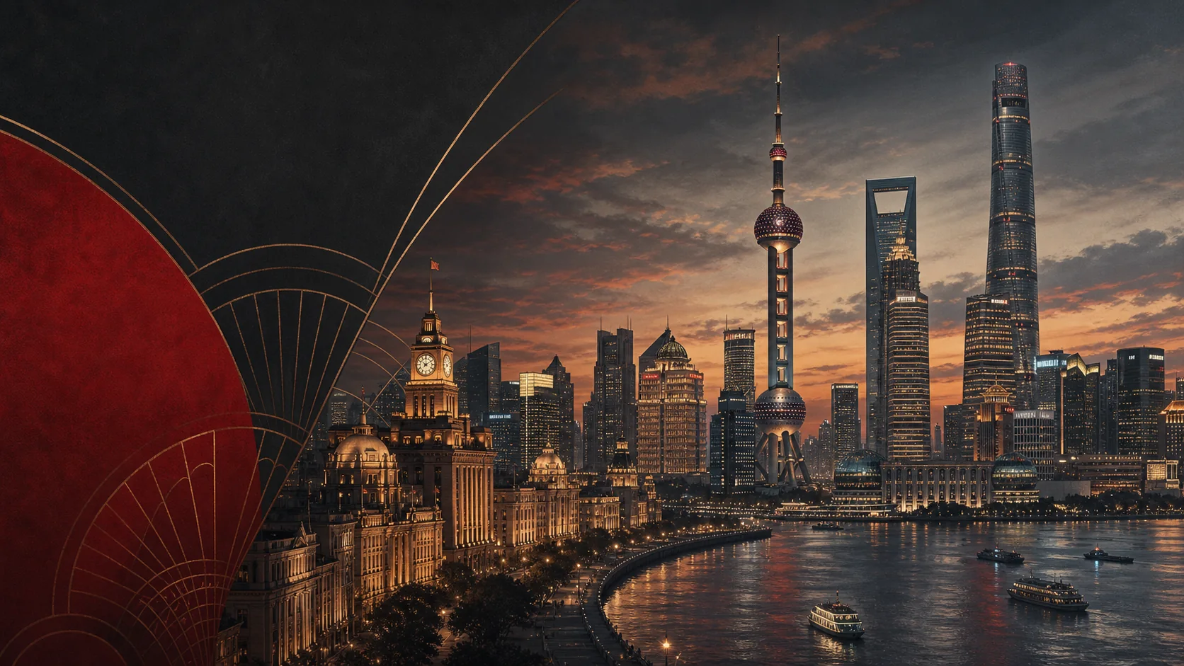 Illustrated Shanghai travel montage